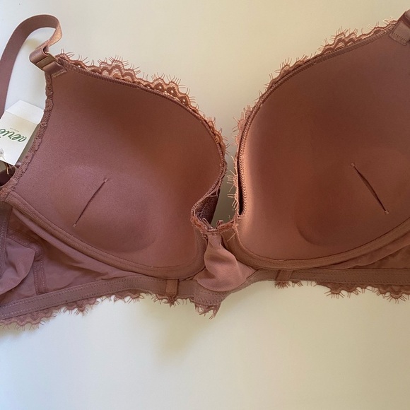 New NWT Aerie Real Power Plunge Push Up Eyelash Lace Bra Rose Pink Mauve 36C - Picture 4 of 6